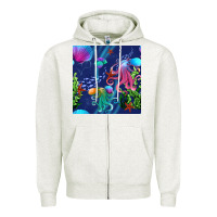 Oatmeal Heather undersea Zipper Hoodie - BundleAndBundleShop