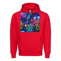 Red undersea Zipper Hoodie - BundleAndBundleShop