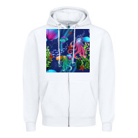 White undersea Zipper Hoodie - BundleAndBundleShop