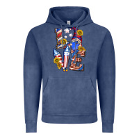 Vintage Denim love 4th of july with gnome Vintage Hoodie - texasbilliewilder