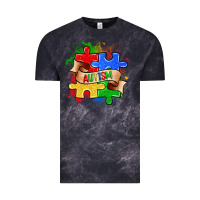 Cloud Black autism puzzle pieces Vintage Tee - Zillion Design Studio