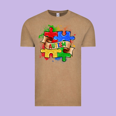 Autism Puzzle Pieces Vintage Tee Designed By Zillion Design Studio