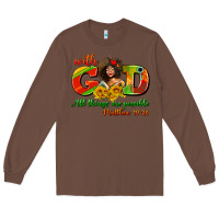 Chestnut with god all things are possible juneteenth Long Sleeve Tee - AdoDesignShop