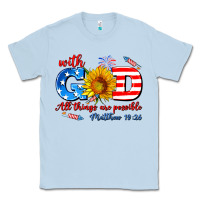 Dusty Blue with god all things are possible usa Classic Tee - AdoDesignShop