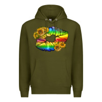 Army Green Lgbtq Pride Rainbow Lips Premium Hoodie - BundleAndBundleShop