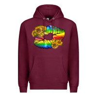 Burgundy Lgbtq Pride Rainbow Lips Premium Hoodie - BundleAndBundleShop