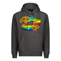 Charcoal Heather Lgbtq Pride Rainbow Lips Premium Hoodie - BundleAndBundleShop