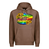 Chestnut Lgbtq Pride Rainbow Lips Premium Hoodie - BundleAndBundleShop