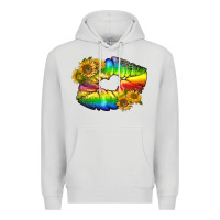 Dove Grey Lgbtq Pride Rainbow Lips Premium Hoodie - BundleAndBundleShop