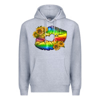 Heather Grey Lgbtq Pride Rainbow Lips Premium Hoodie - BundleAndBundleShop