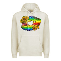 Oatmeal Heather Lgbtq Pride Rainbow Lips Premium Hoodie - BundleAndBundleShop