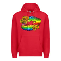 Red Lgbtq Pride Rainbow Lips Premium Hoodie - BundleAndBundleShop