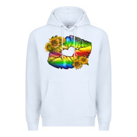 White Lgbtq Pride Rainbow Lips Premium Hoodie - BundleAndBundleShop