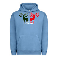 Pigment Pebble Blue Merry Christmas Reindeer Urban Hoodie - Bettercallsaul