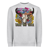 Heather Grey do not harm take no bull cow skull Heavyweight Sweatshirt - Zillion Design Studio