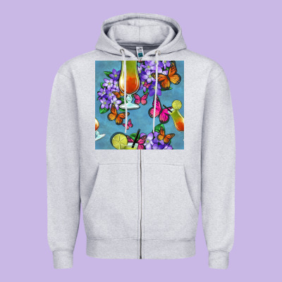 Butterfly Cocktail Zipper Hoodie Designed By Bundleandbundleshop