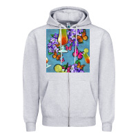 Heather Grey butterfly cocktail Zipper Hoodie - BundleAndBundleShop