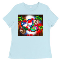 Baby Blue dominican republic  leopard Ladies Tee - AdoDesignShop