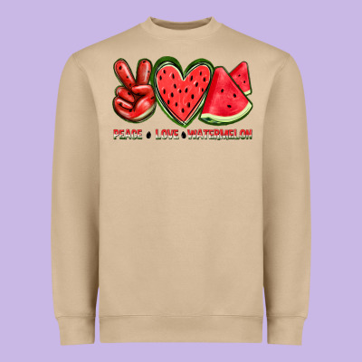 Peace Love Watermelon Heavyweight Sweatshirt Designed By Texasbilliewilder