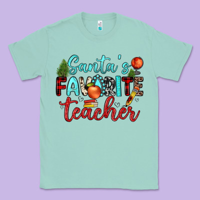 Santa S Favorite Teacher Classic Tee Designed By Jahusdesignshop