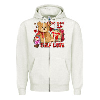 Oatmeal Heather give you self love Zipper Hoodie - AdoDesignShop