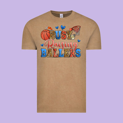Busy Raising Ballers Basketball Vintage Tee Designed By Zillion Design Studio