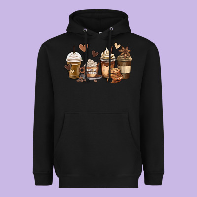 Melanin Afro Coffee Cups Heavyweight Hoodie Designed By Maliassmallbusiness