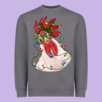 Christmas Rooster With Lights Heavyweight Sweatshirt Designed By Ranaportraitstore
