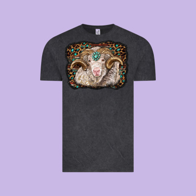 Merino Ram With Leopard Background Vintage Tee Designed By Barkaloodesign