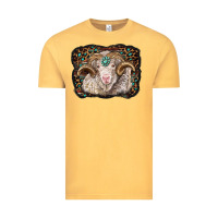Vintage Mustard merino ram with leopard background Vintage Tee - BarkalooDesign