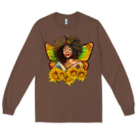Chestnut butterfly afro woman juneteenth Long Sleeve Tee - AdoDesignShop