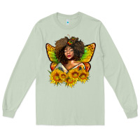 Matcha butterfly afro woman juneteenth Long Sleeve Tee - AdoDesignShop