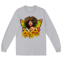 Moon Dust butterfly afro woman juneteenth Long Sleeve Tee - AdoDesignShop