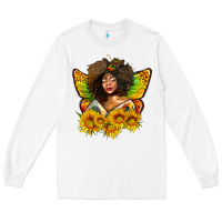 White butterfly afro woman juneteenth Long Sleeve Tee - AdoDesignShop