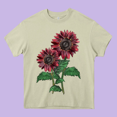 2 Chocolate Sunflower Heavy Core Tee Designed By Lillyallendesigns