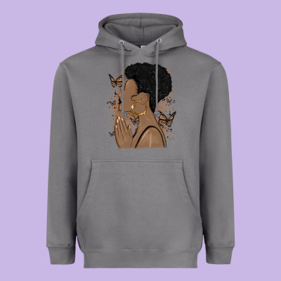 Black Woman Praying Heavyweight Hoodie Designed By Maliassmallbusiness