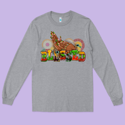 Blessed Afro Woman Hands Long Sleeve Tee Designed By Adodesignshop
