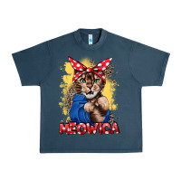 Midnight Navy Meowica 4th of july Urban Heavy Tee - CowGirlArtShop