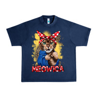 Navy Meowica 4th of july Urban Heavy Tee - CowGirlArtShop