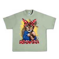 Oil Green Meowica 4th of july Urban Heavy Tee - CowGirlArtShop