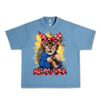 Pebble Blue Meowica 4th of july Urban Heavy Tee - CowGirlArtShop
