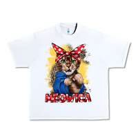 White Meowica 4th of july Urban Heavy Tee - CowGirlArtShop