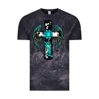 Cloud Black cross faith gemstone wings Vintage Tee - RanaPortraitStore