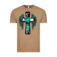 Vintage Coffee cross faith gemstone wings Vintage Tee - RanaPortraitStore