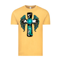 Vintage Mustard cross faith gemstone wings Vintage Tee - RanaPortraitStore