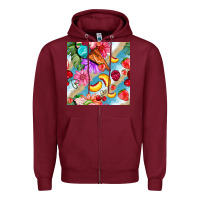 Burgundy flowers ice cream fruit Zipper Hoodie - BundleAndBundleShop