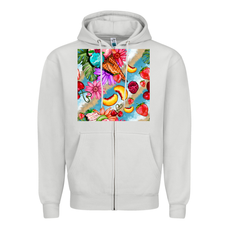 Flowers Ice Cream Fruit Zipper Hoodie by BundleAndBundleShop | Teevron