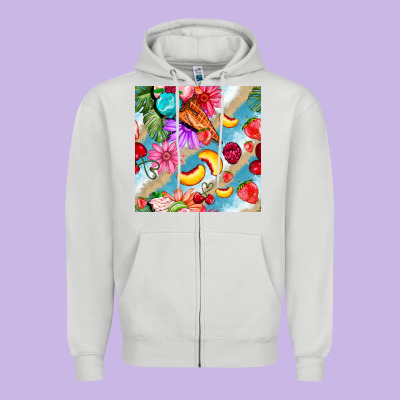 Flowers Ice Cream Fruit Zipper Hoodie Designed By Bundleandbundleshop
