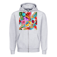 Heather Grey flowers ice cream fruit Zipper Hoodie - BundleAndBundleShop