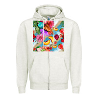 Oatmeal Heather flowers ice cream fruit Zipper Hoodie - BundleAndBundleShop